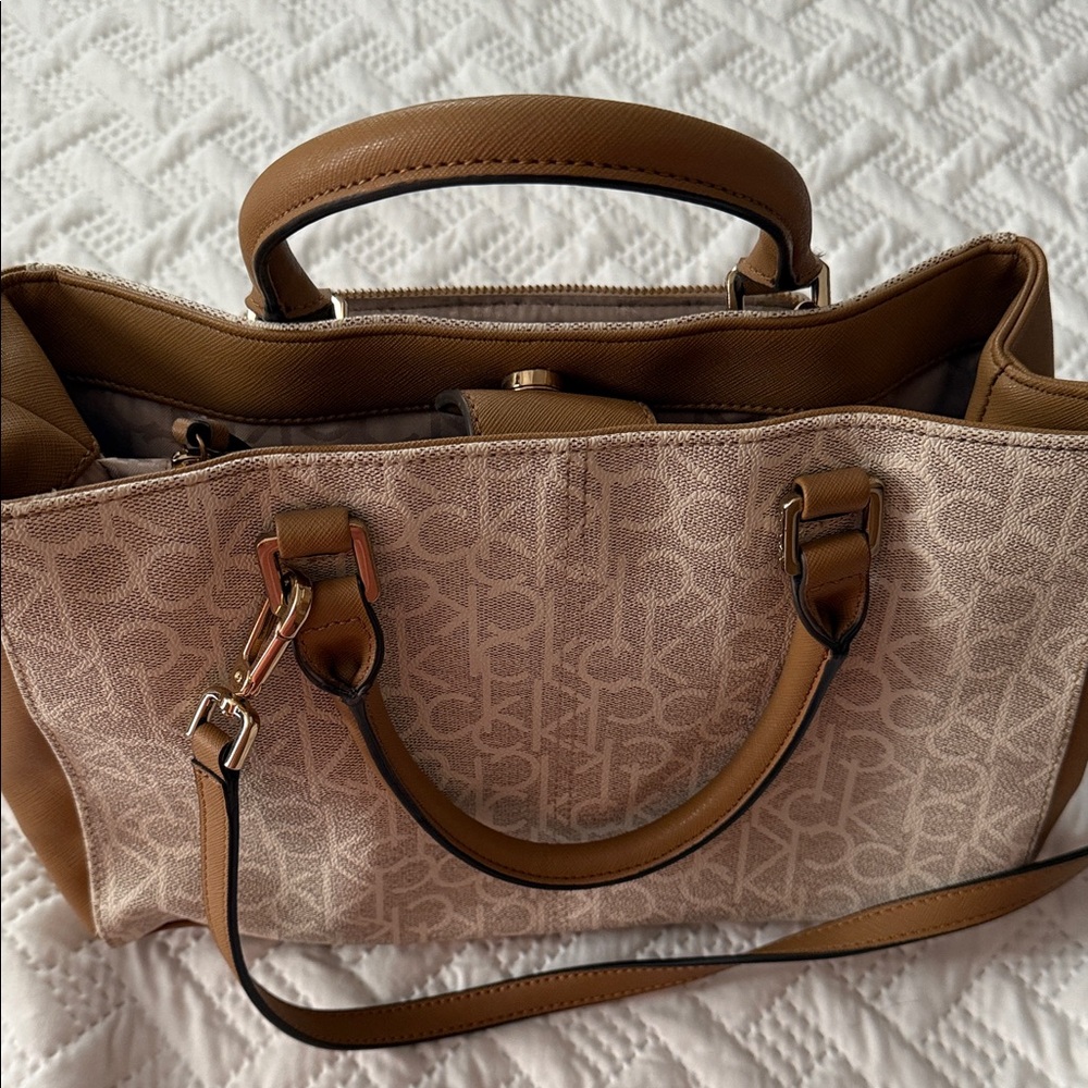 Calvin Klein Tan Beige Monogram Tote - Picture 9 of 10